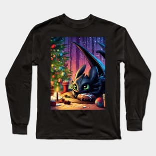 Christmas Dragon Wonderland: Festive Art Prints Featuring Whimsical Dragon Designs for a Joyful Holiday Celebration! Long Sleeve T-Shirt